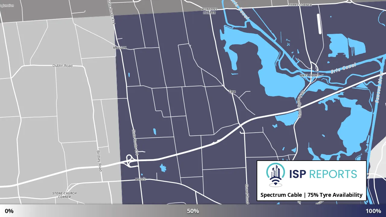 Tyre, NY map of internet availability