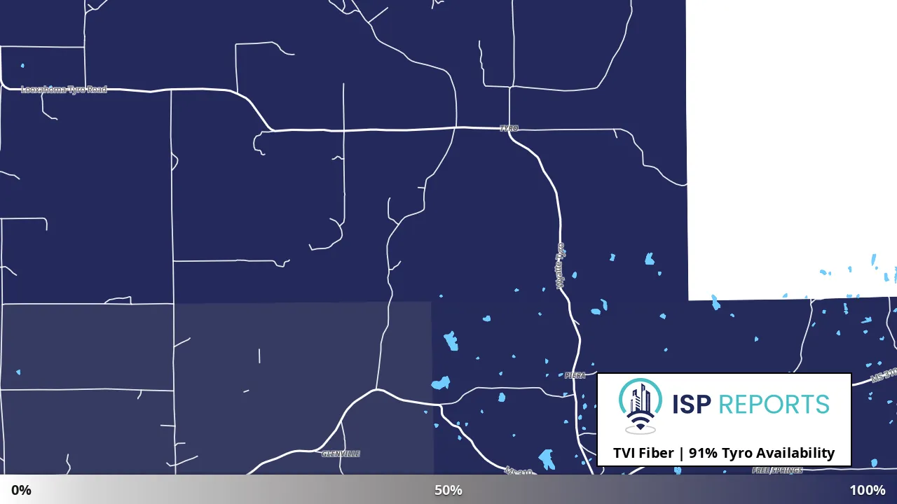 Tyro, MS map of internet availability