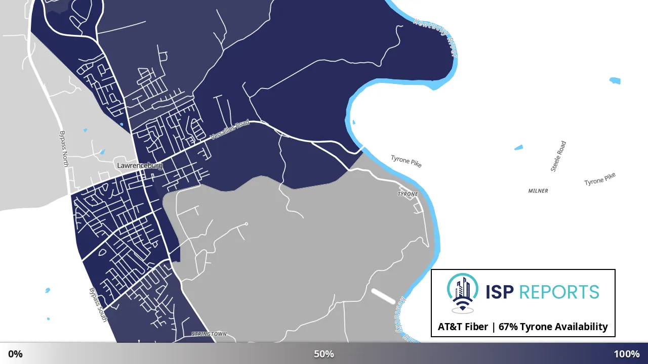 Tyrone, KY map of internet availability