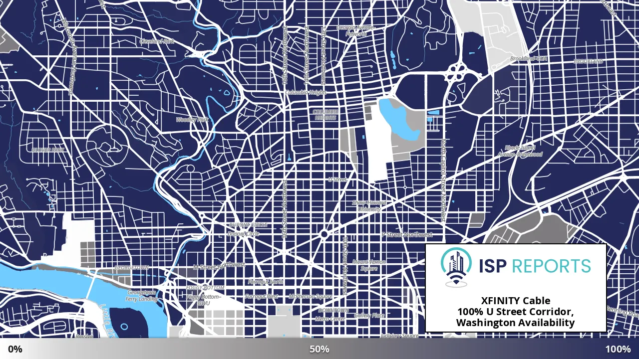 U Street Corridor, Washington, DC map of internet availability