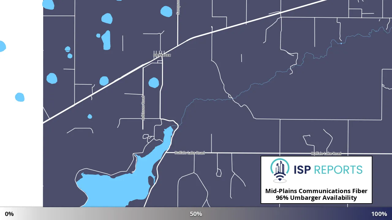 Umbarger, TX map of internet availability