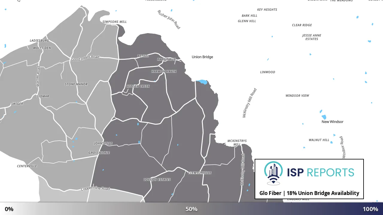 Union Bridge, MD map of internet availability