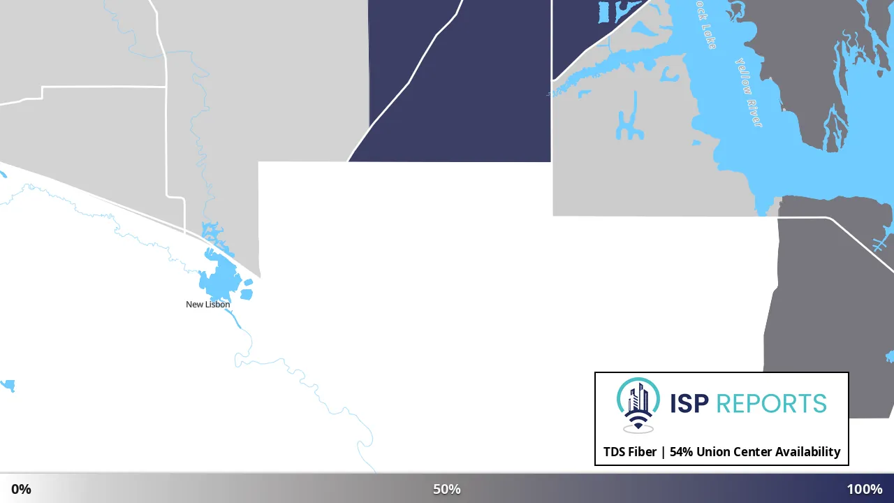 Union Center, WI map of internet availability