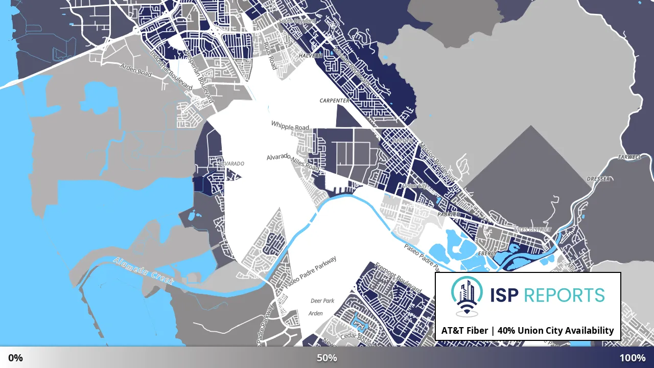 Union City, CA map of internet availability
