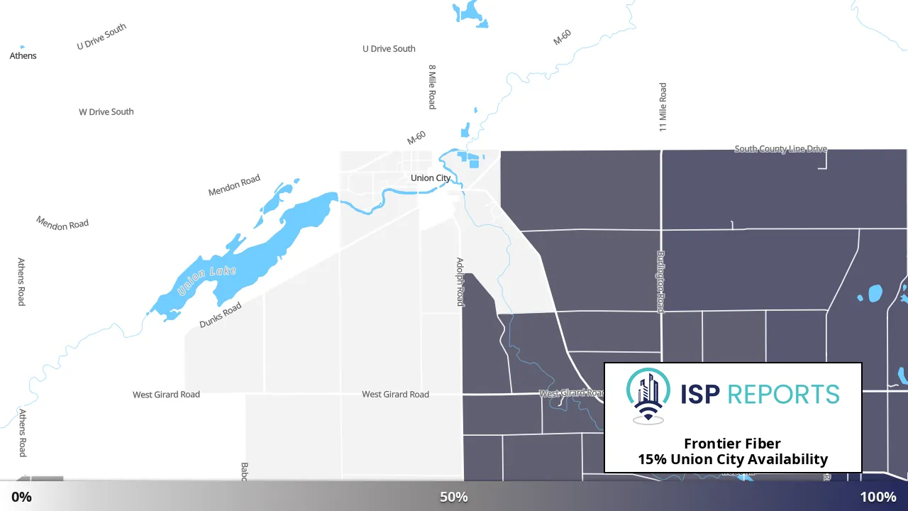 Union City, MI map of internet availability