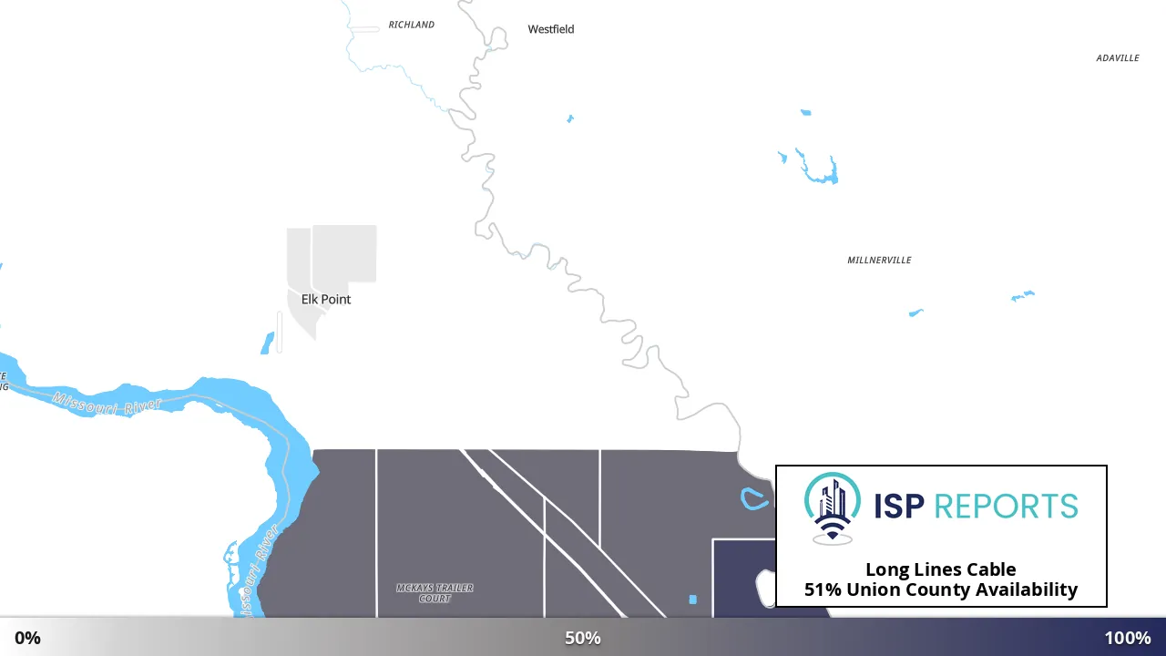 Union County, SD map of internet availability