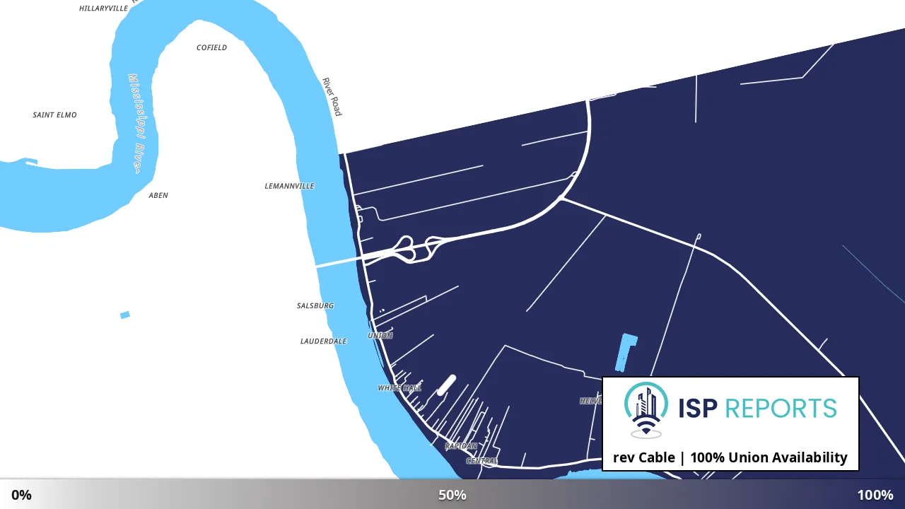 Union, LA map of internet availability
