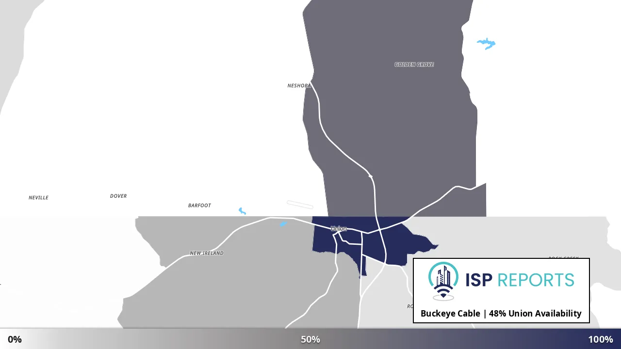 Union, MS map of internet availability