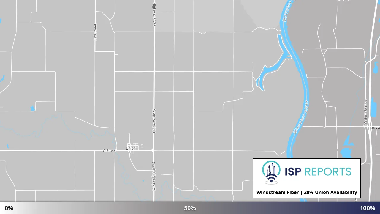 Union, NE map of internet availability