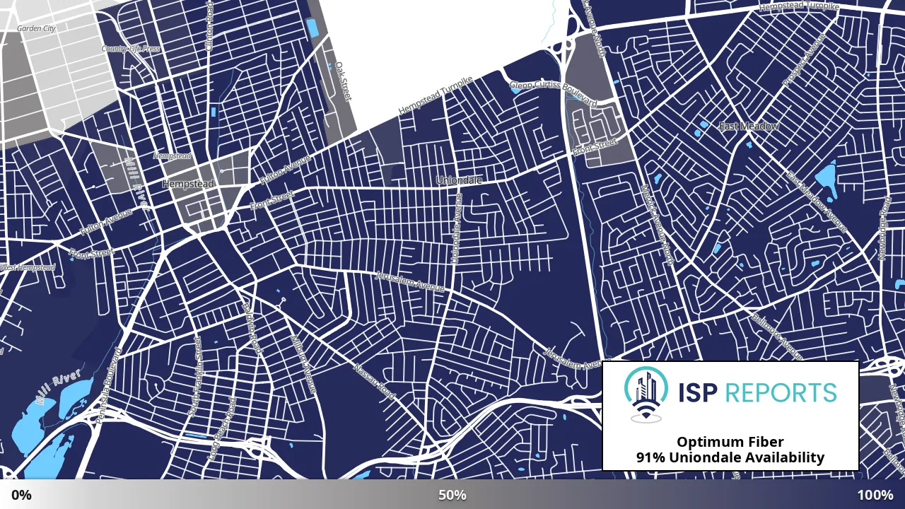 Uniondale, NY map of internet availability