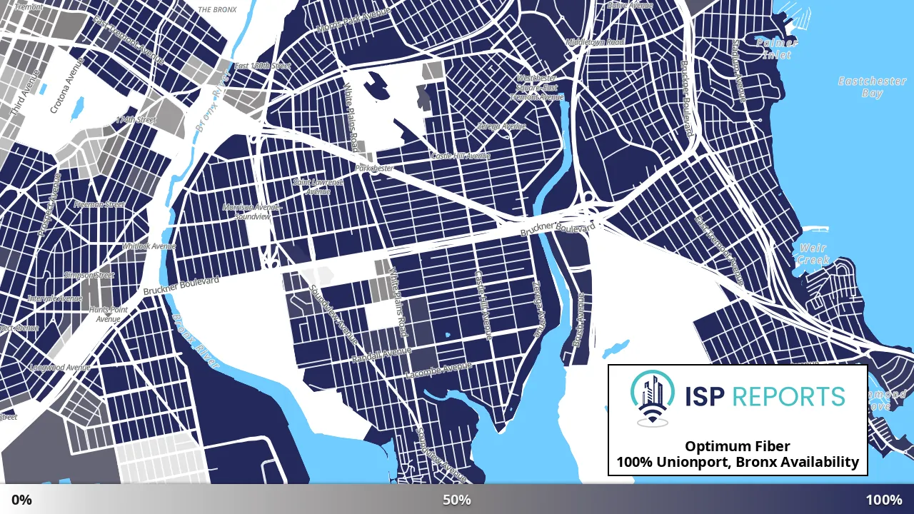 Unionport, Bronx, NY map of internet availability