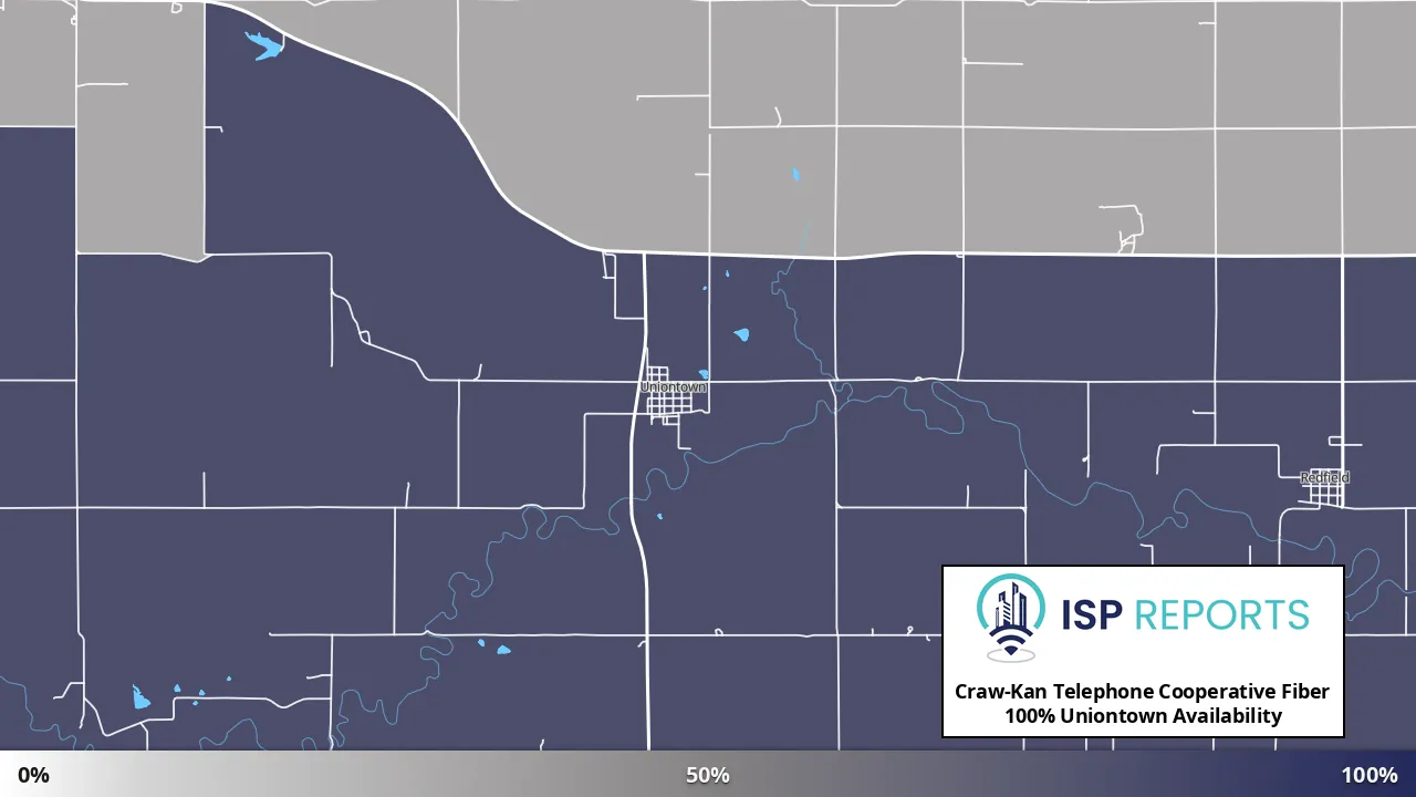 Uniontown, KS map of internet availability