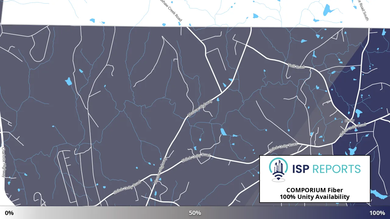 Unity, SC map of internet availability