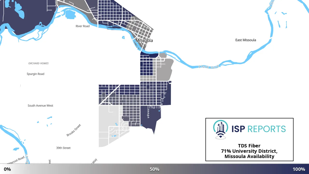 University District, Missoula, MT map of internet availability