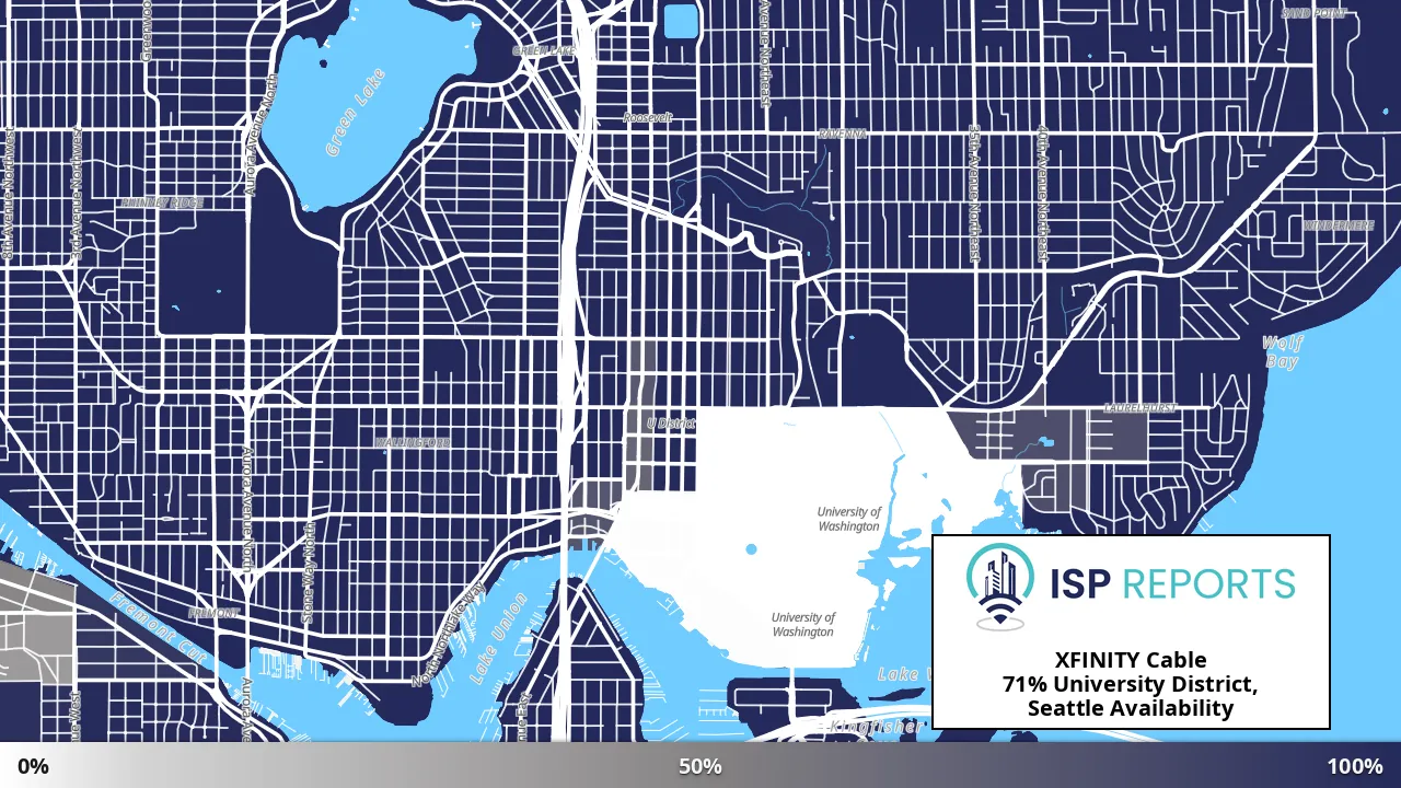 University District, Seattle, WA map of internet availability