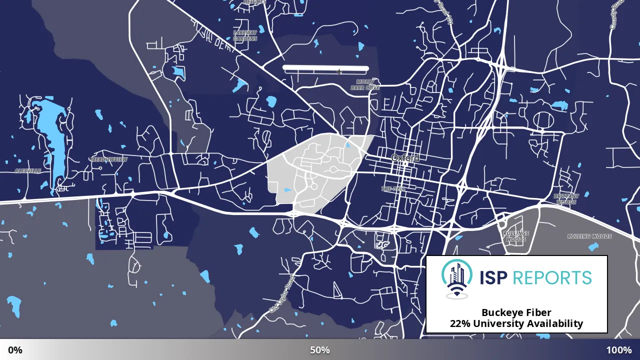 University, MS map of internet availability