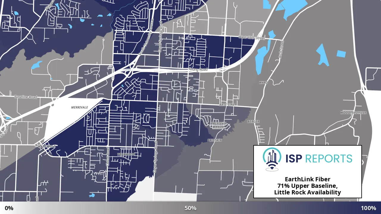 Upper Baseline, Little Rock, AR map of internet availability