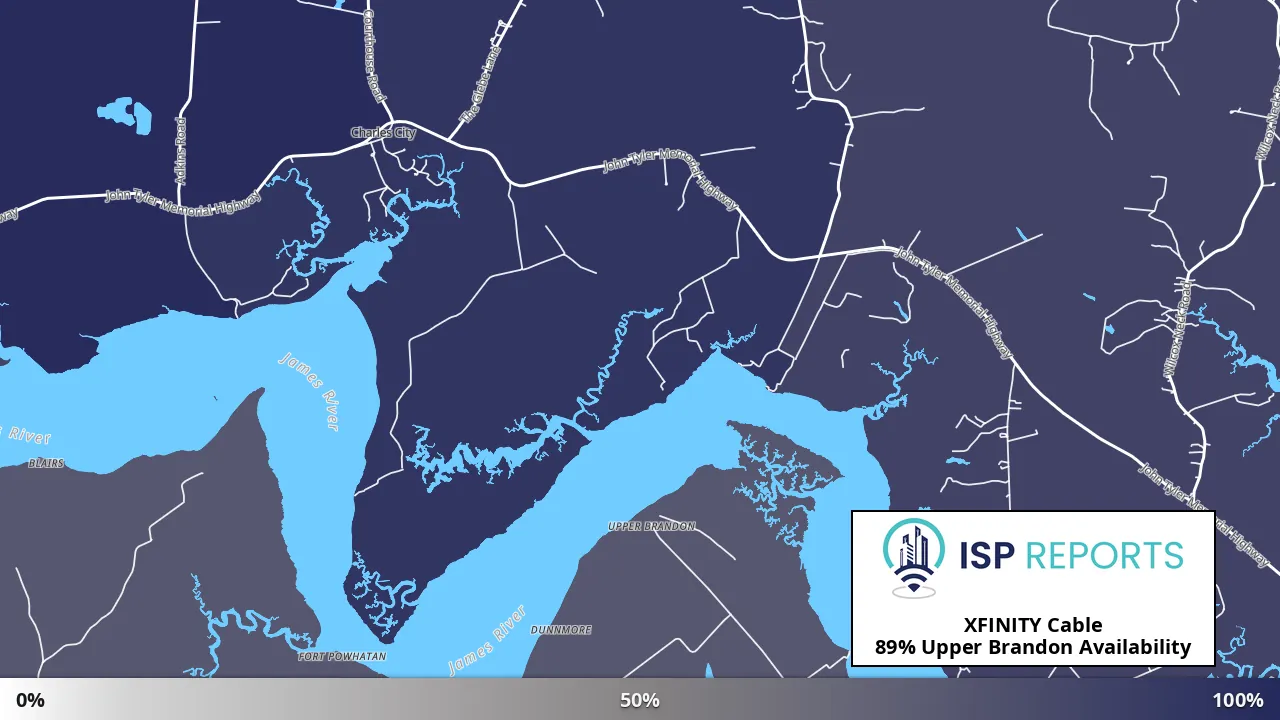 Upper Brandon, VA map of internet availability