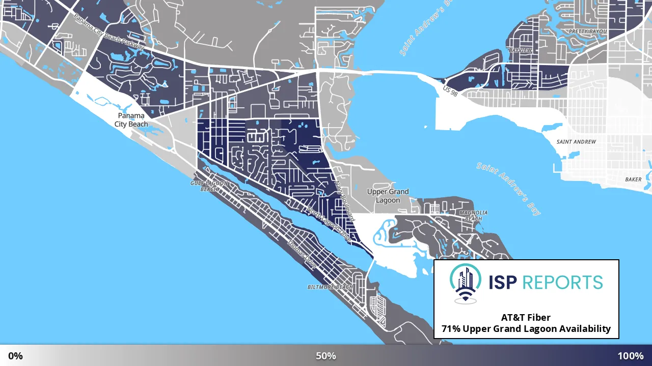 Upper Grand Lagoon, FL map of internet availability