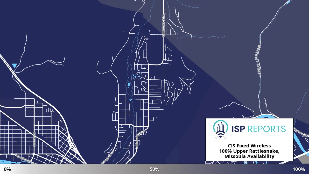 Upper Rattlesnake, Missoula, MT map of internet availability