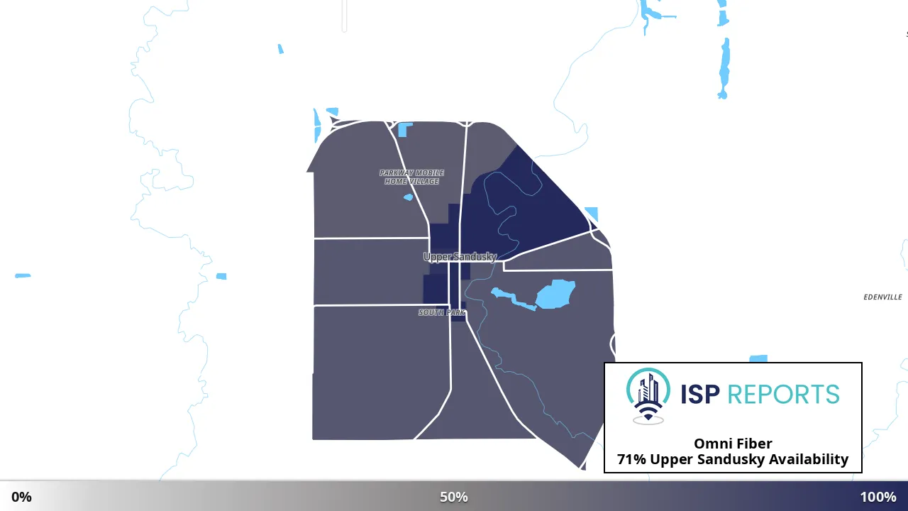 Upper Sandusky, OH map of internet availability