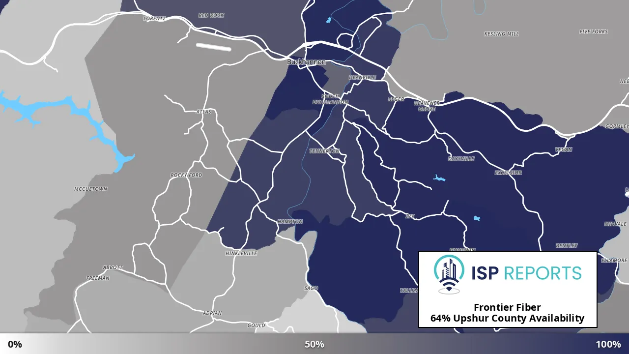 Upshur County, WV map of internet availability