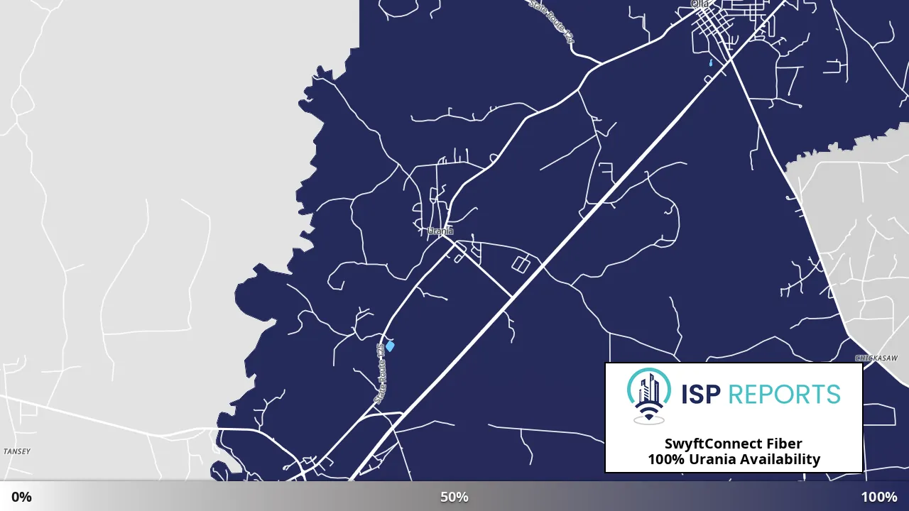 Urania, LA map of internet availability