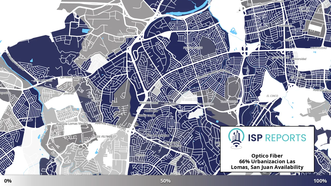 Urbanizacion Las Lomas, San Juan, PR map of internet availability