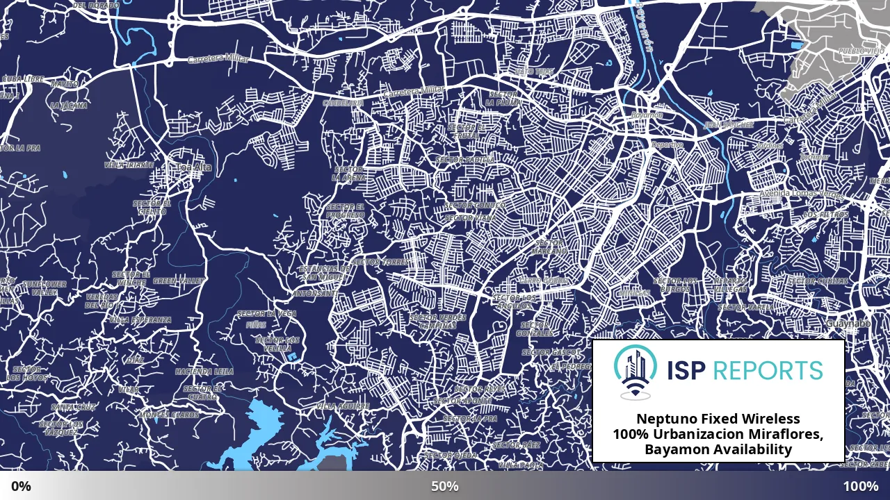 Urbanizacion Miraflores, Bayamon, PR map of internet availability