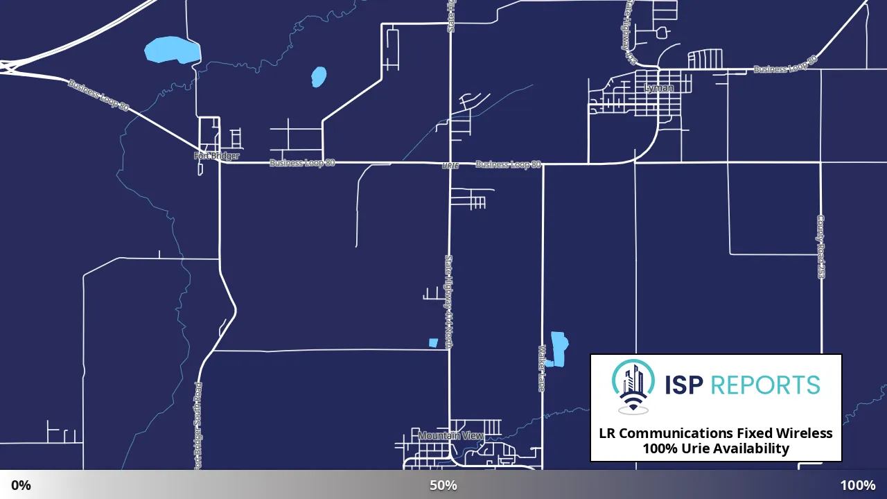 Urie, WY map of internet availability