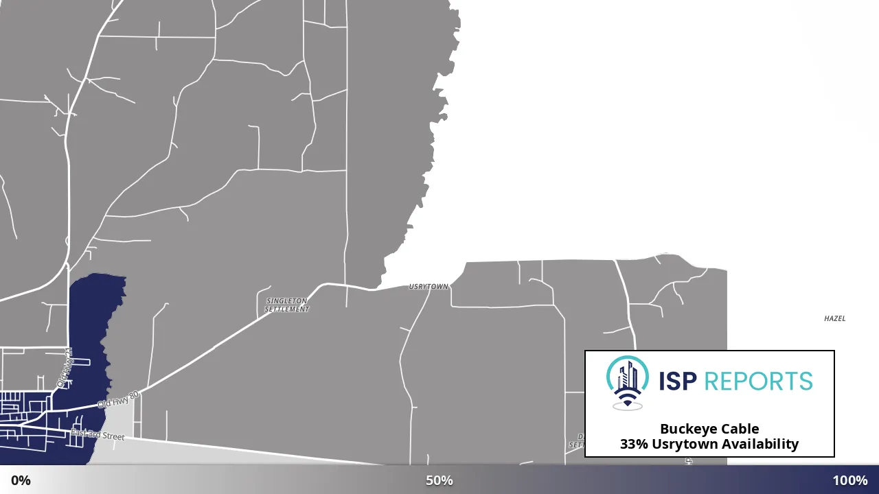 Usrytown, MS map of internet availability