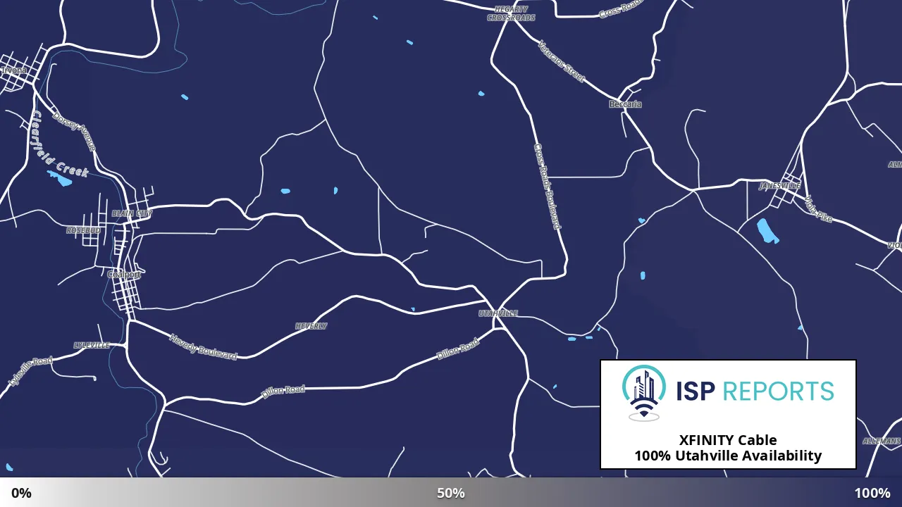 Utahville, PA map of internet availability