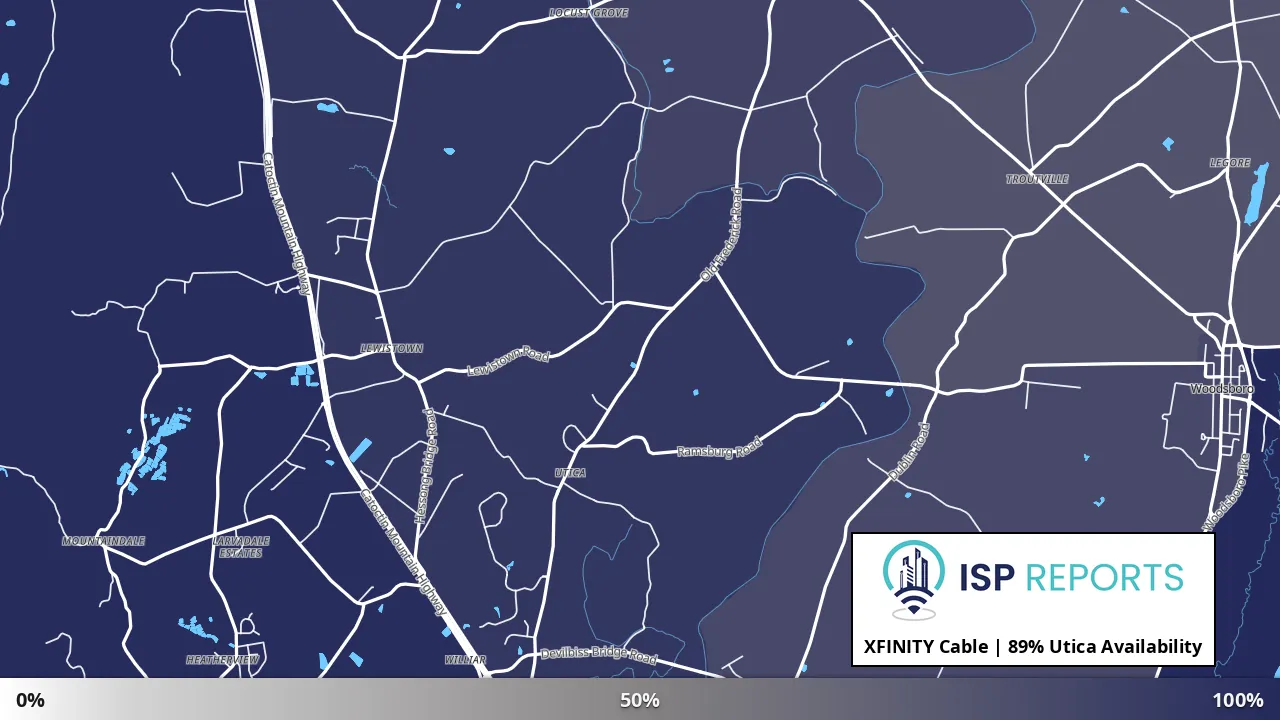 Utica, MD map of internet availability