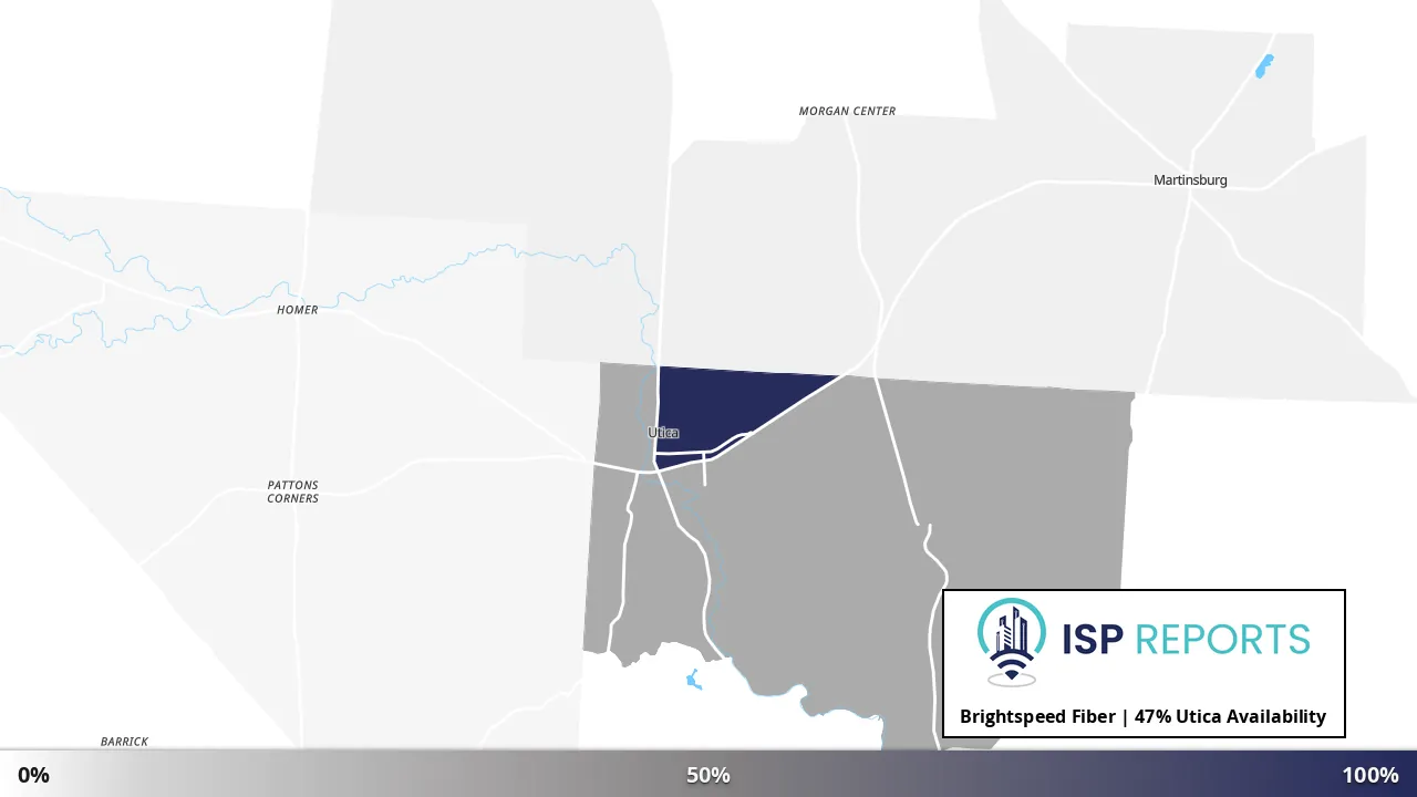 Utica, OH map of internet availability