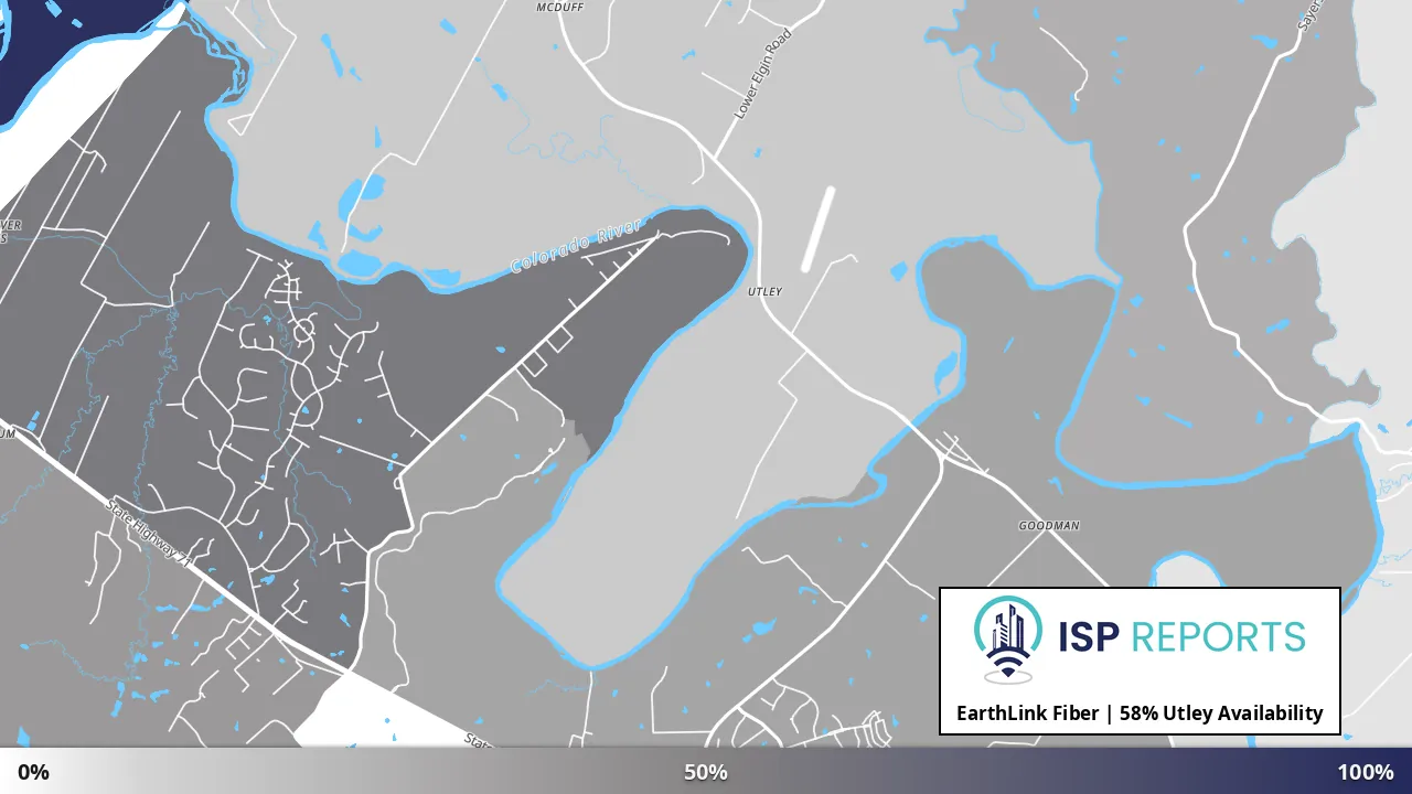 Utley, TX map of internet availability