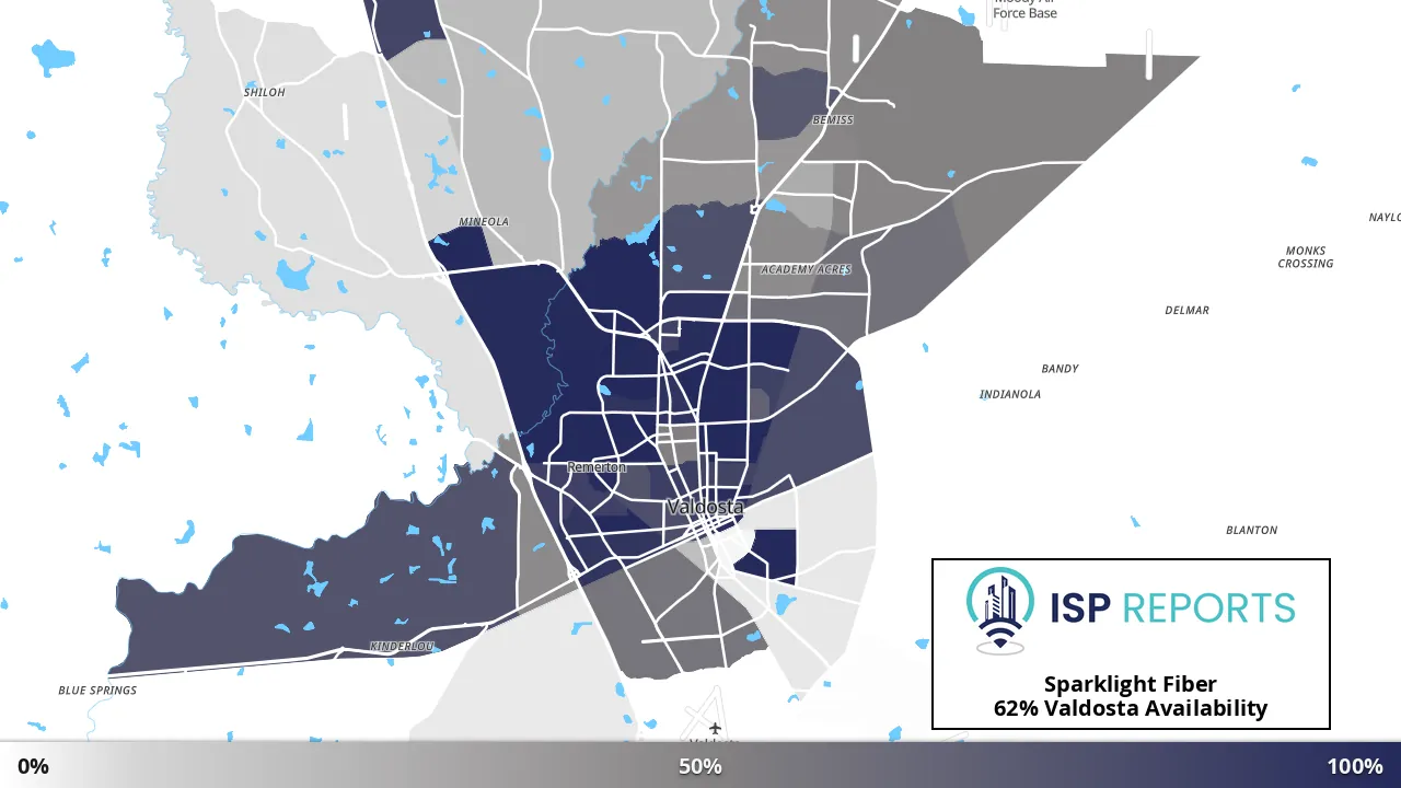 Valdosta, GA map of internet availability