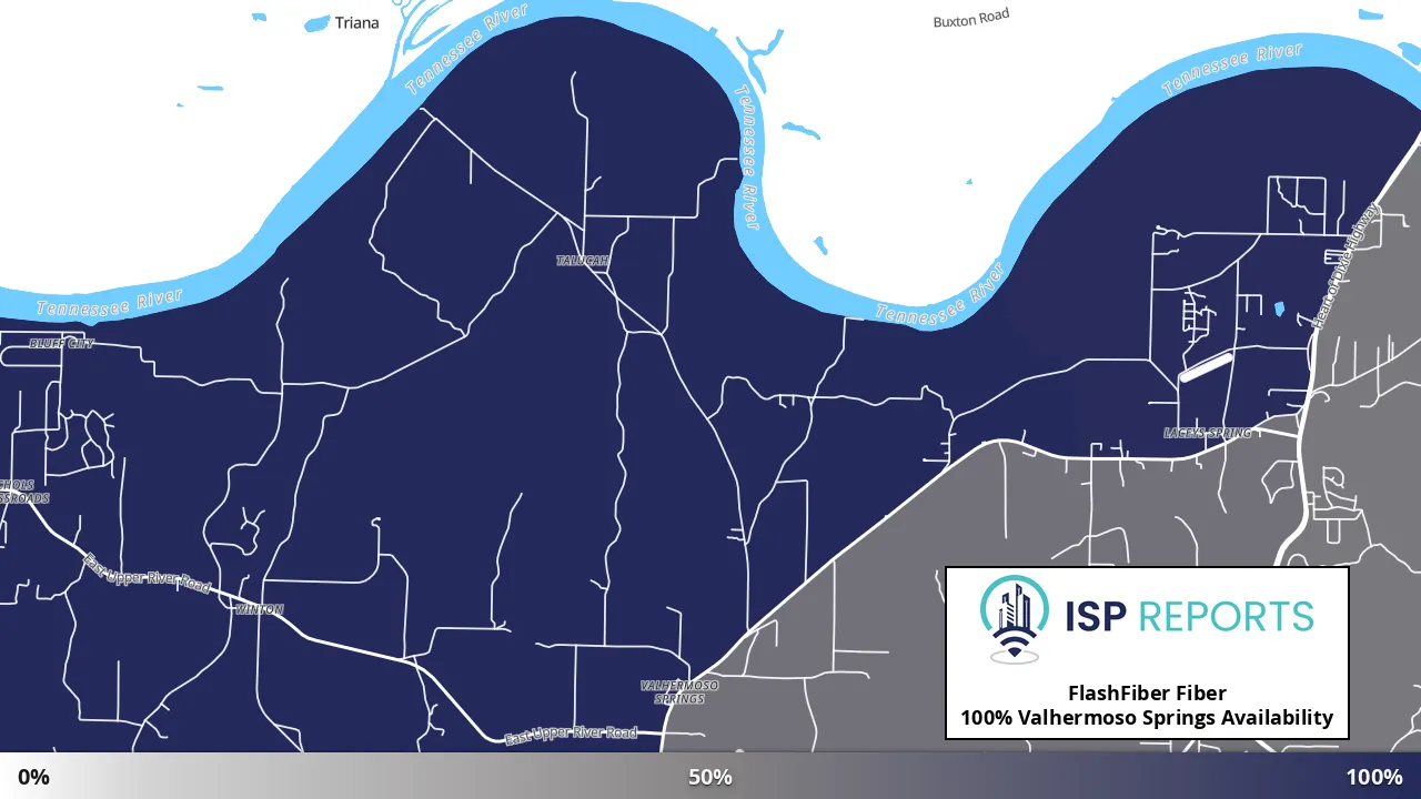Valhermoso Springs, AL map of internet availability