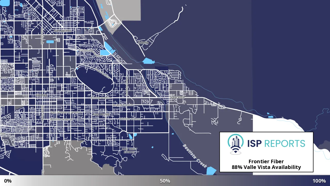 Valle Vista, CA map of internet availability