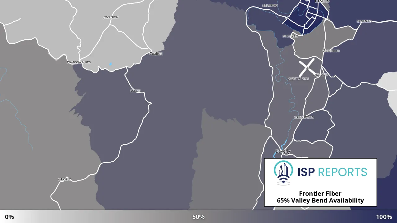 Valley Bend, WV map of internet availability