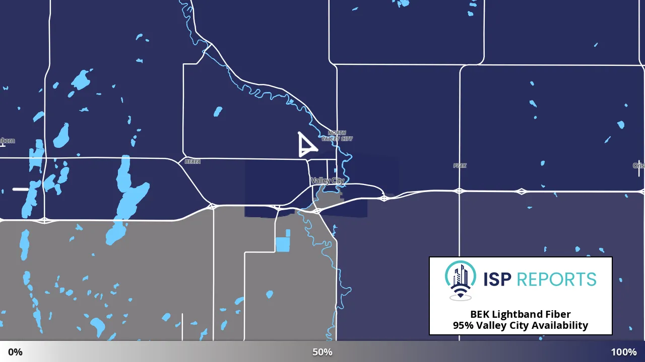 Valley City, ND map of internet availability