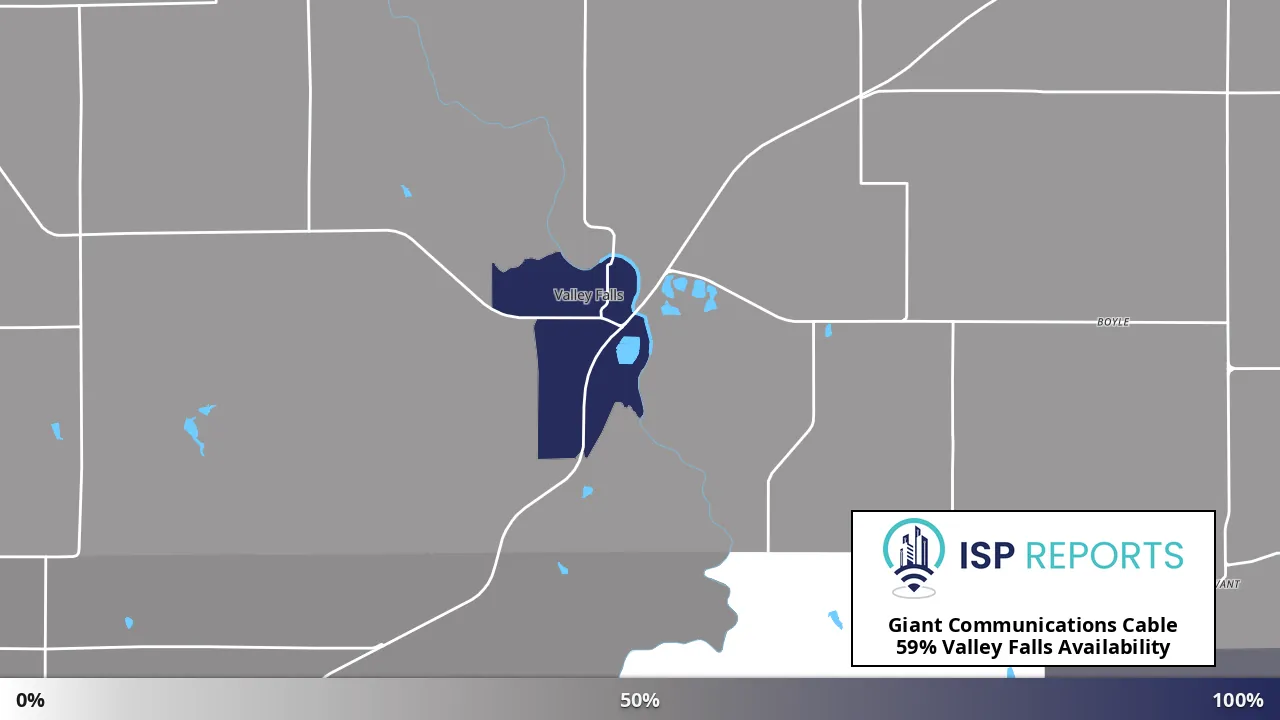 Valley Falls, KS map of internet availability