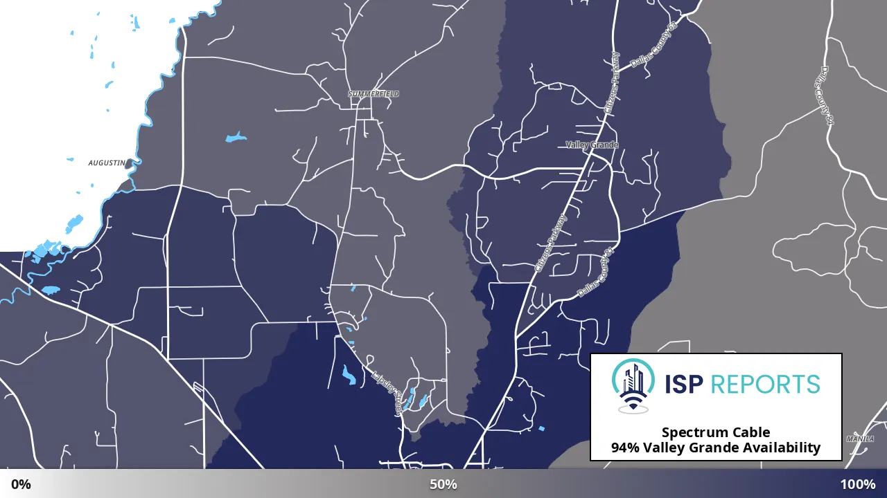 Valley Grande, AL map of internet availability