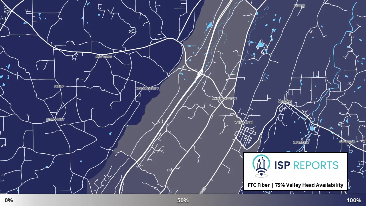 Valley Head, AL map of internet availability