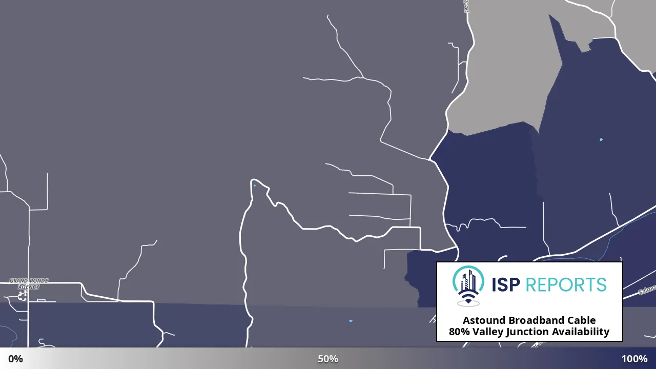 Valley Junction, OR map of internet availability