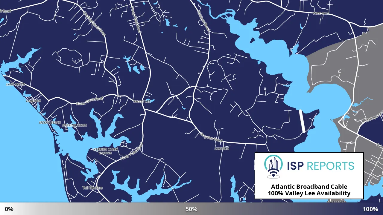 Valley Lee, MD map of internet availability