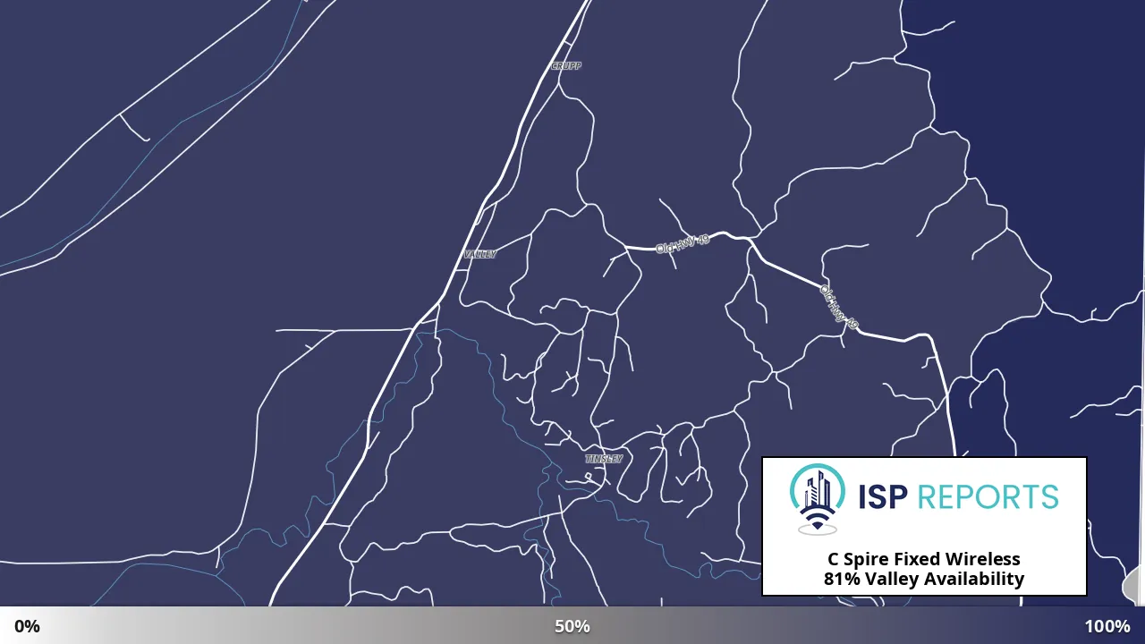 Valley, MS map of internet availability