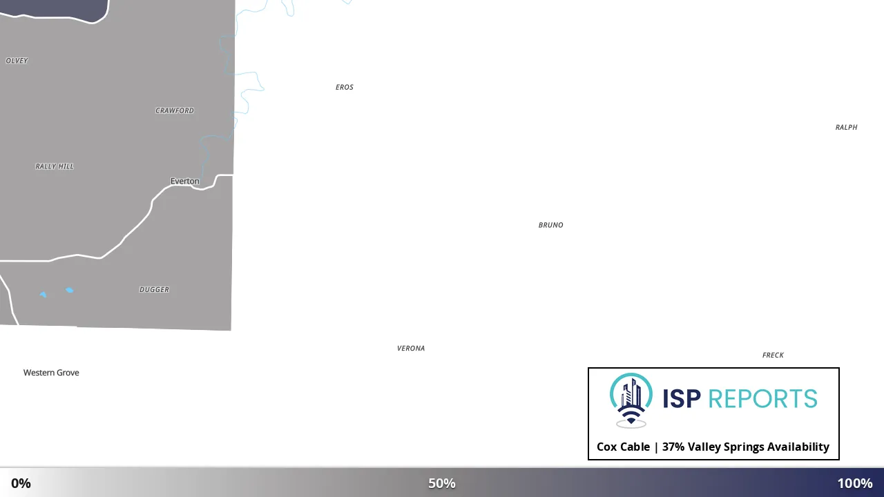 Valley Springs, AR map of internet availability