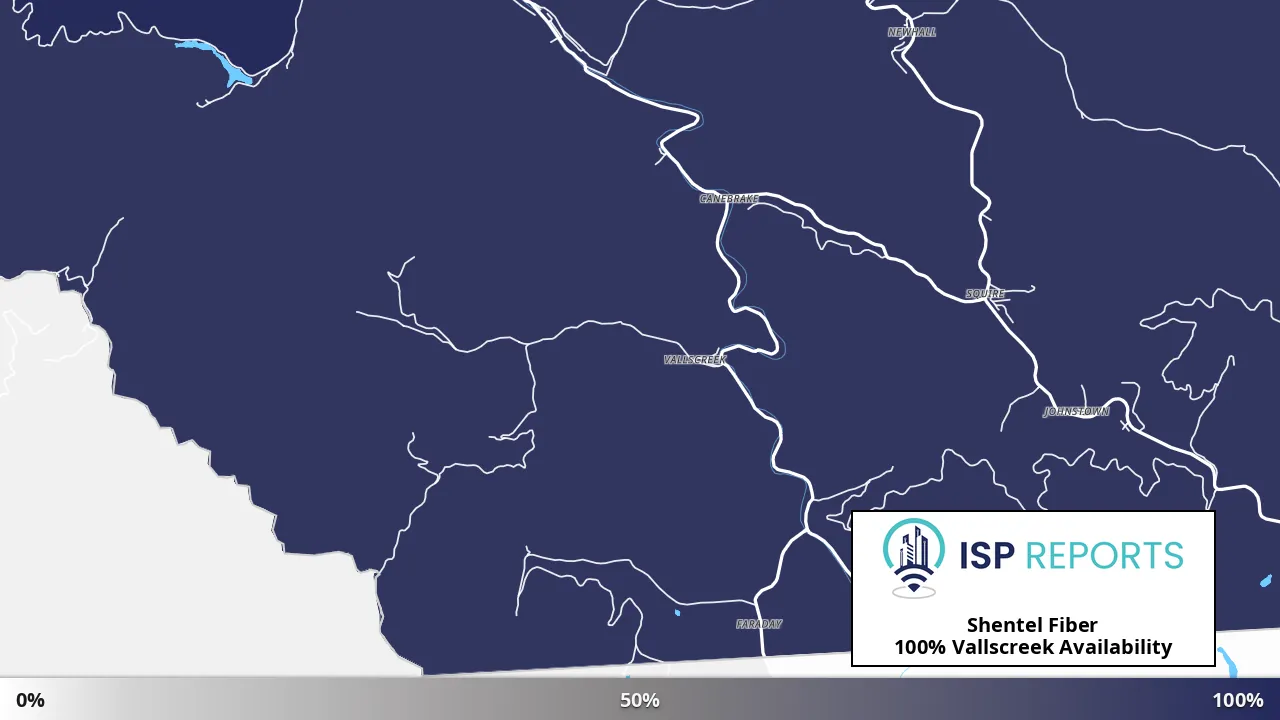 Vallscreek, WV map of internet availability
