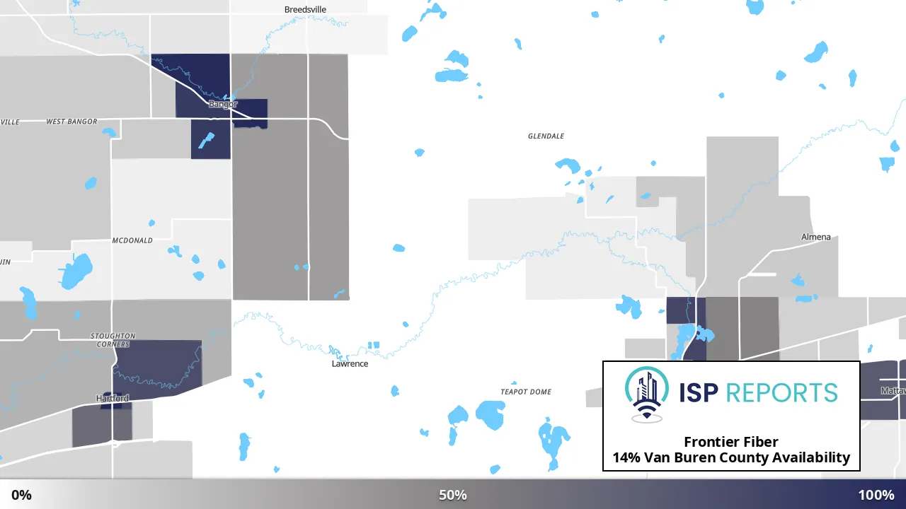Van Buren County, MI map of internet availability