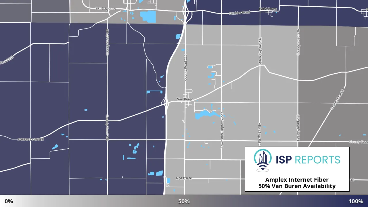 Van Buren, OH map of internet availability